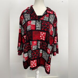 Notations Red and Black Abstract Blouse